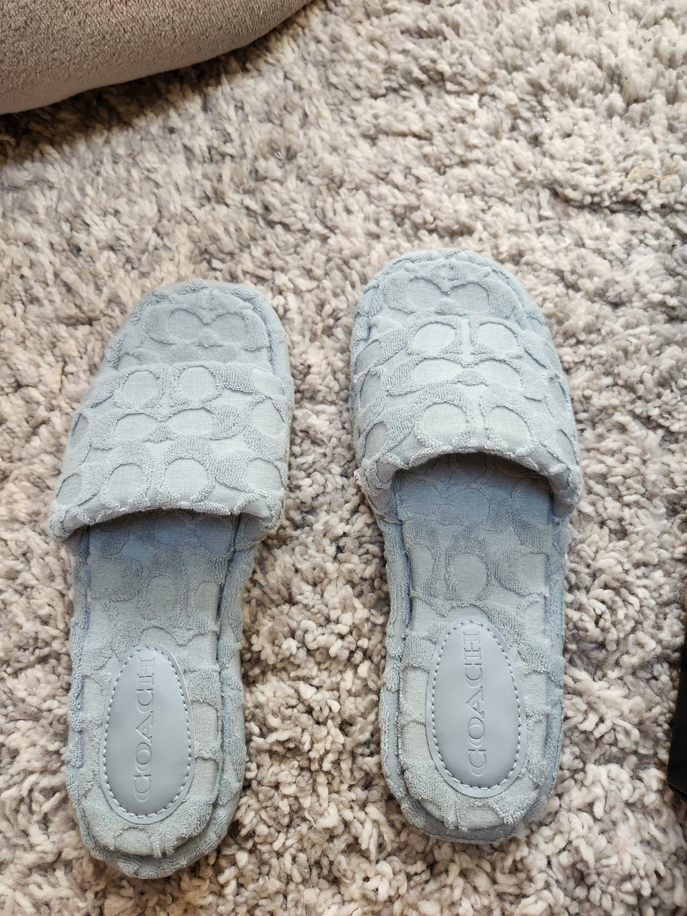 Coach Women's  Brigette Light Blue Terry Slide Sandals